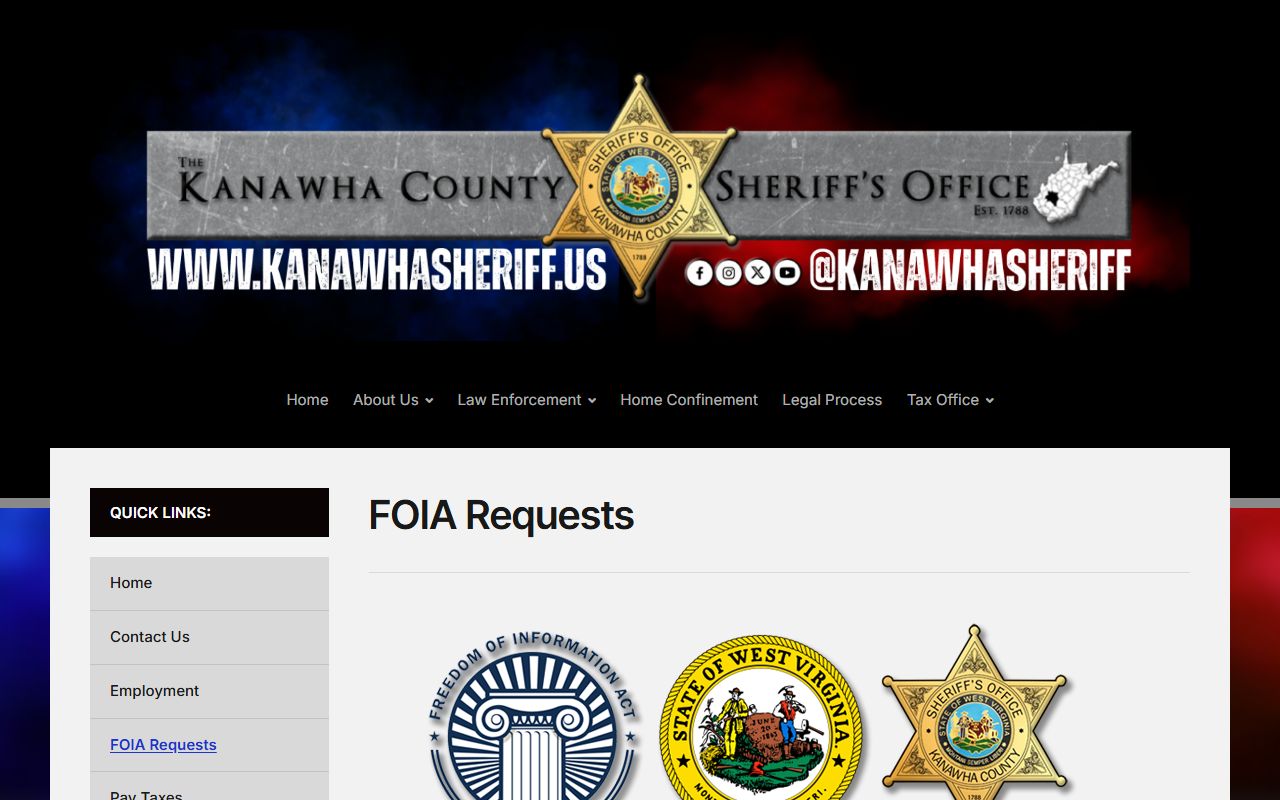 Kanawha County inmate records sheriff FOIA request form