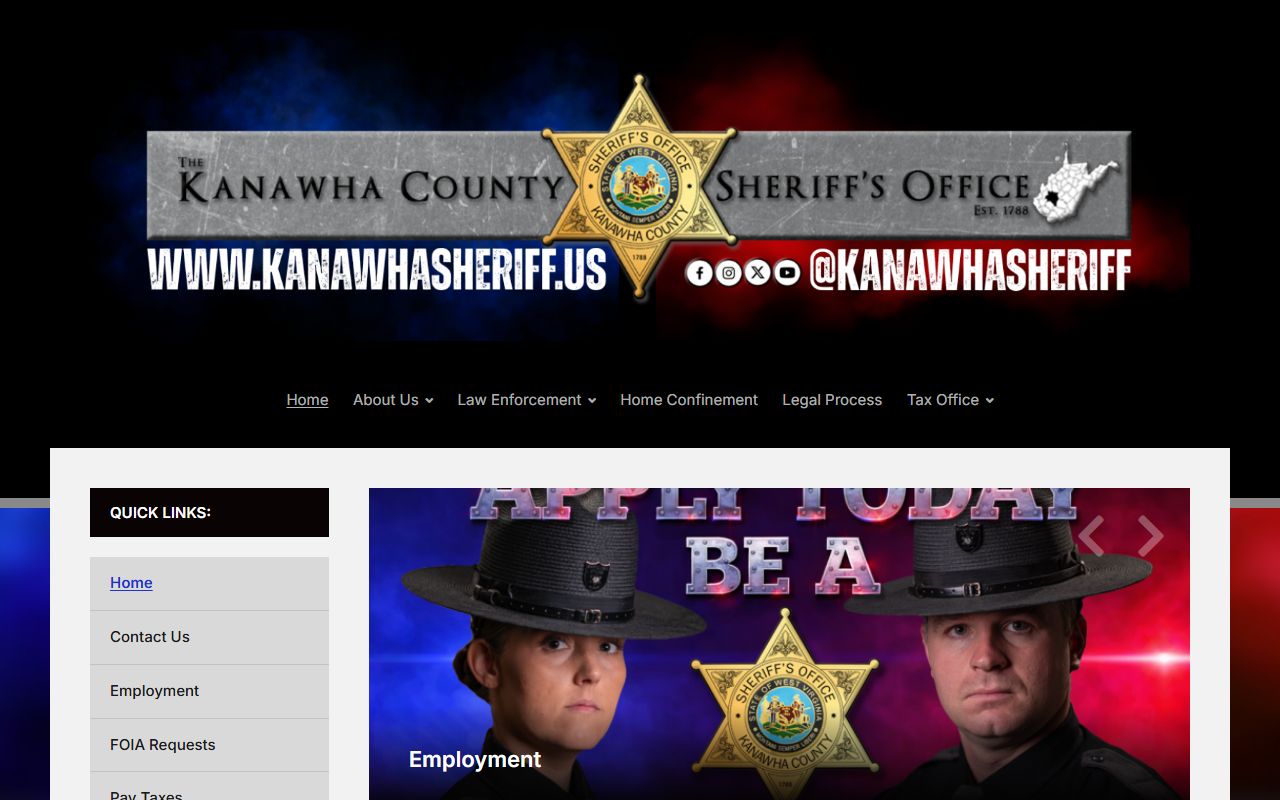 Kanawha County inmate population sheriff homepage record links